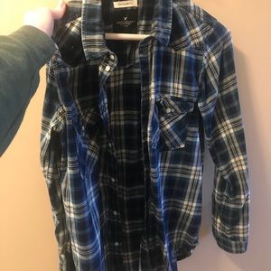 Blue Plaid American Eagle Flannel